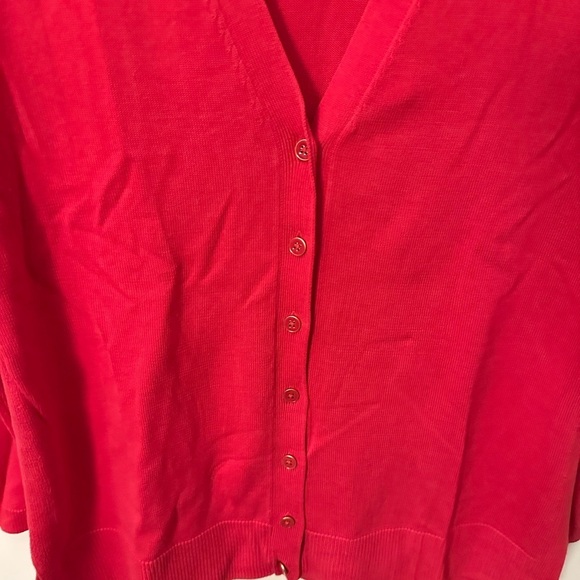 TALBOTS Woman RED PINK button cotton long sleeve career casual cardigan MP - Picture 3 of 13